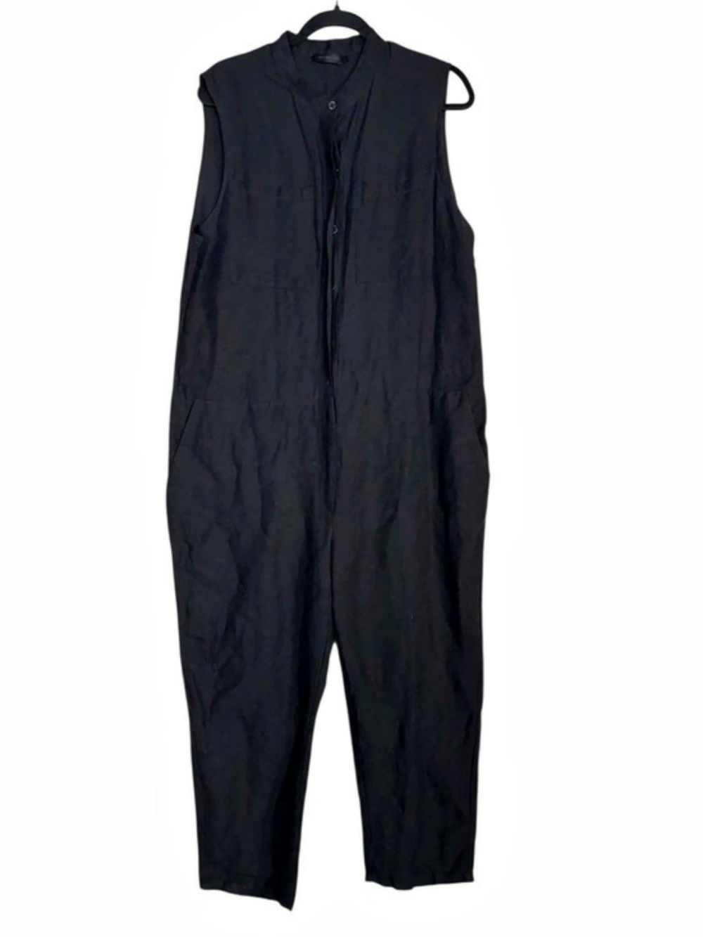 Tiger of Sweden Linen Blend Collarless Sleeveless Jumpsuit in Black Size Large